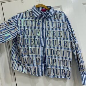 Queen of Sparkles Mardi Gras Tile Print to Size XS in Blue